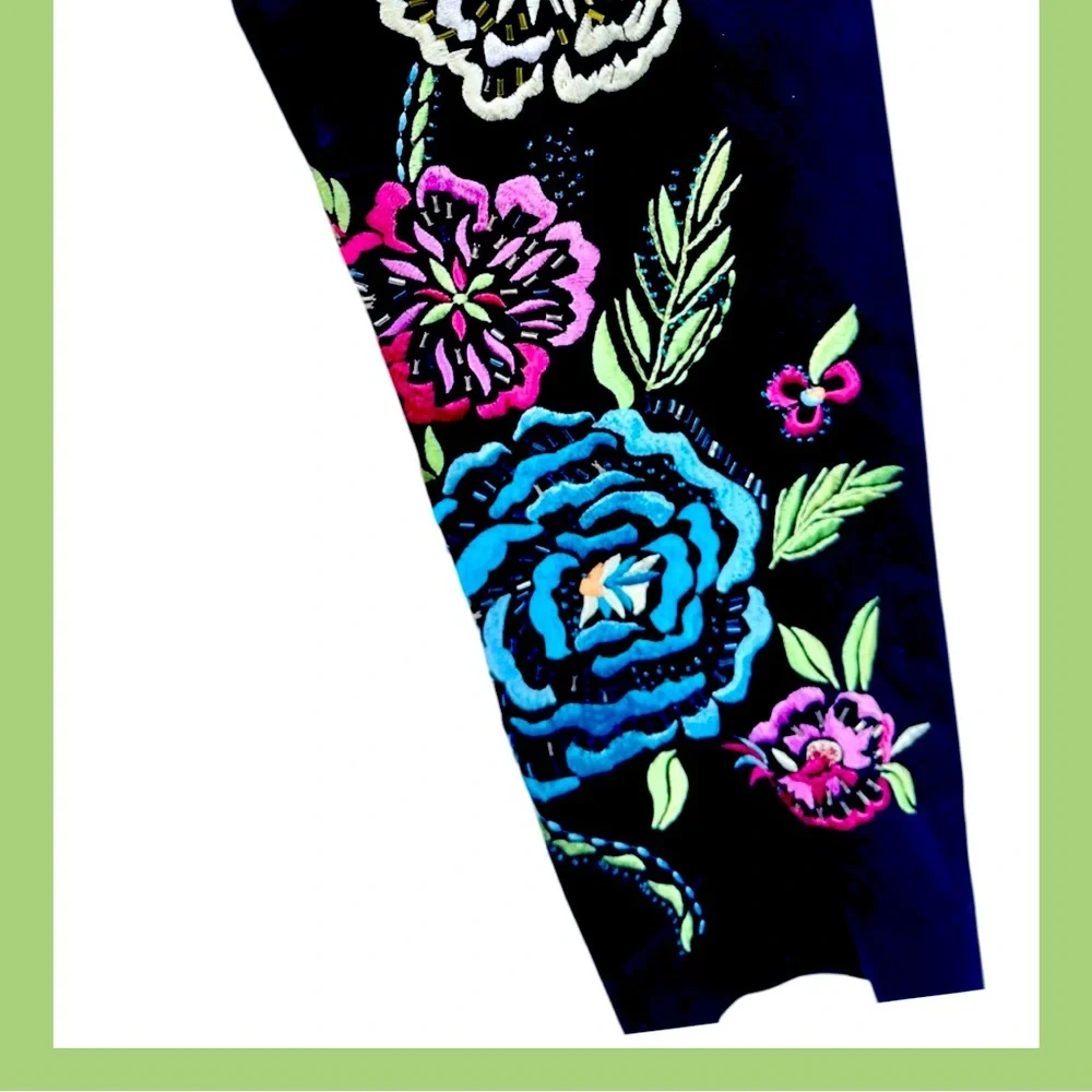 Cache Size 2 Black Embroidered Pants Y2K Hip Vintage 90’s - Picture 7 of 11